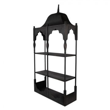 Etajeră de perete vintage din metal, negru, cu 2 rafturi și arcade în festoane, 109 x 55 x 19 cm, „Bica” - Img 2