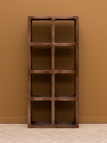 Etajeră din lemn de mango, cu 8 rafturi, maro antichizat, finisaj vintage, 82.5×32×181 cm, „Cubia" - Img 3