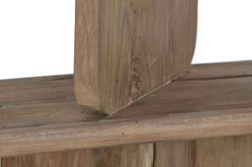 Etajeră înaltă din lemn de tec reciclat cu 5 rafturi design asimetric, „Nomad” - Img 10