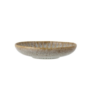 Farfurie adâncă din ceramică artizanală verde perlat cu striații fine și accente rustice 22×5 cm, „Fleur" - Img 3