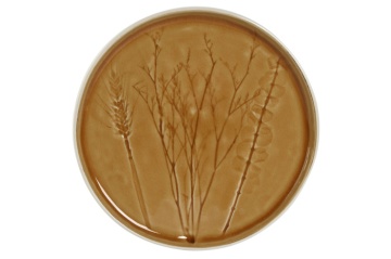 Farfurie HORECA Shabby emailată galben din ceramică stoneware cu finisaj lucios – "Floralis"