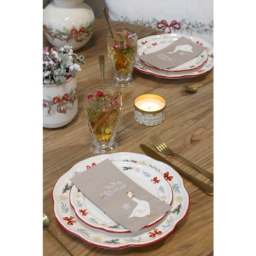 Farfurie întinsă mare din ceramică albă cu motive de Crăciun, 3x28 cm, „Chalet de Noël" - Img 7