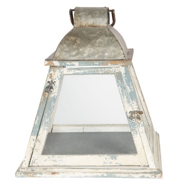 Felinar bej, din lemn, aspect vintage 33x33x37 cm