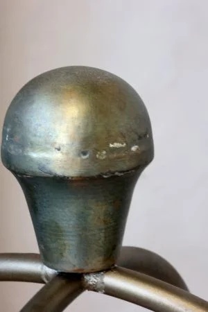 Felinar din alamă antichizată, cu suport din sticlă și fier, H68/L20/W20 cm - Img 5