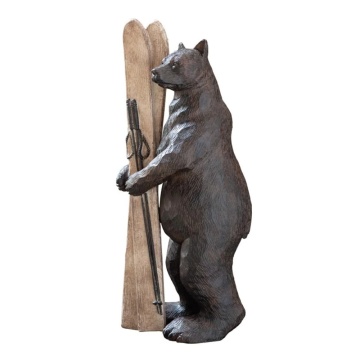 Figurină din rășină urs cu schiuri, H32,5 cm