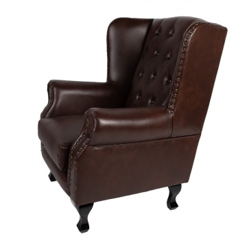 Fotoliu clasic din piele ecologică maro, 82x74x102 cm, "Palazzo" - Img 4