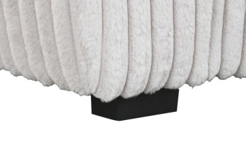 Fotoliu de relaxare bej, pufos, din stofă cu aspect de blană, cu canale late și picioare negre, 98×84×79 cm, „Myra Pearl” - Img 7