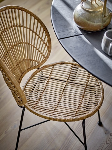 Fotoliu din rattan natural și metal, natur, cu cadru metalic negru, 69x59,5x81,5 cm, „Somme" - Img 7