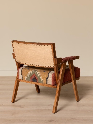 Fotoliu kilim din iută naturala si lana cu structura din lemn de mango, 76×65×65 cm, „Mandjaro" - Img 9