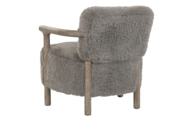 Fotoliu maro pentru living din blană artificială, cu brațe curbate din lemn de frasin, 72×73×76,5 cm, „Rochelle” - Img 4
