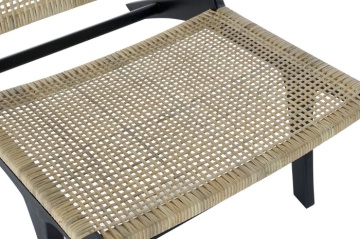 Fotoliu negru din lemn de tec si rattan , "Boho" - Img 3