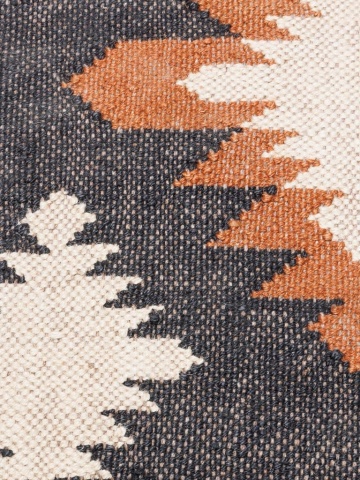 Fotoliu pentru living în stil etnic, gri, din kilim de lână și iută naturală, cu cadru din lemn de acacia, 61×80×75 cm, „Sioux” - Img 8
