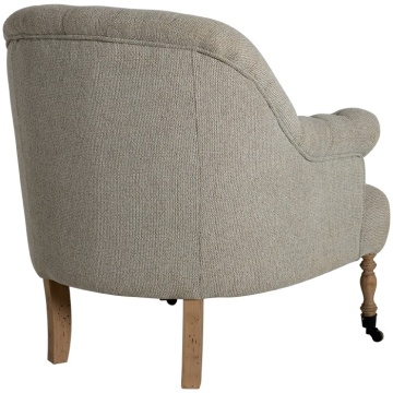 Fotoliu tapițat clasic shabby chic cu capitonaj și roți metalice, 70×70×82 cm, „Oxford" - Img 5
