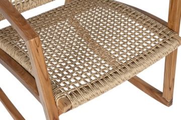 Fotoliu tip balansoar din lemn de tec si rattan - Img 2