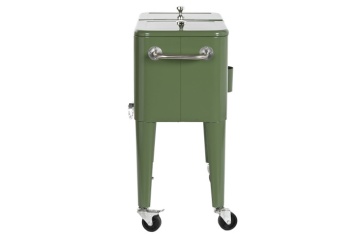 Frigider exterior vintage din oțel verde cu capac dublu, roți și sistem pasiv de răcire, 56 L, „Anika” - Img 10