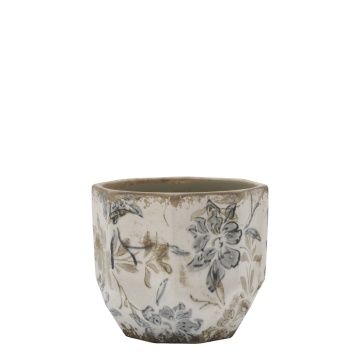 Ghiveci crem, din ceramica, H13/D14cm, Croix