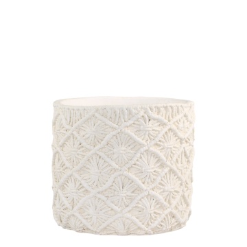 Ghiveci decorativ crem, cu model impletit, H21 x D22.5 cm, Corte - Img 1