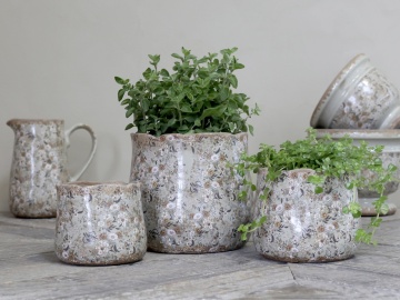 Ghiveci din ceramica cu motiv floral, H11.5/D13.5 cm, Evry - Img 2