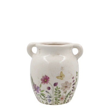 Ghiveci din ceramica, cu motive florale, D19cm, Avignon