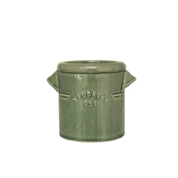 Ghiveci din ceramică glazurată manual 0,5L verde închis, „Brobacka"