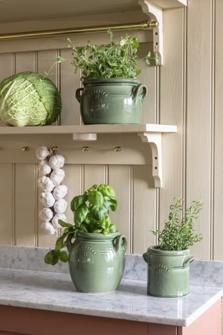 Ghiveci din ceramică glazurată manual 1L verde deschis înalt, „Brobacka" - Img 2