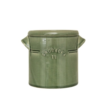Ghiveci din ceramică glazurată manual 1L verde închis, „Brobacka"