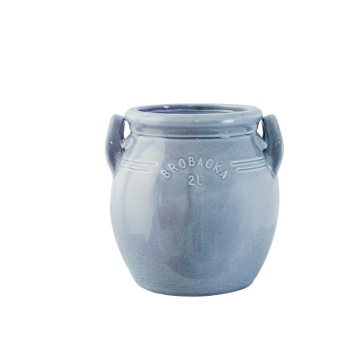 Ghiveci din ceramică glazurată manual 2L bleu deschis înalt, „Brobacka"