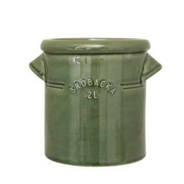 Ghiveci din ceramică glazurată manual 2L verde închis, „Brobacka"