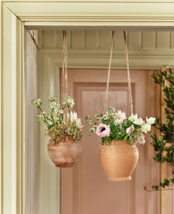 Ghiveci suspendat din lut, sculptat manual, finisaj natural teracotă, Ø 12,5 x H 12,5 cm, „Hanging Planter" - Img 3