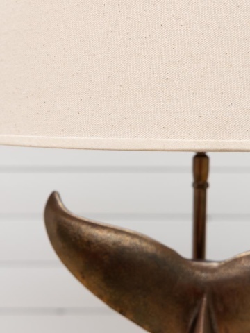 Lampă de masă cu bază din aluminiu și abajur din in, H58 cm, "Whale Tail" - Img 6
