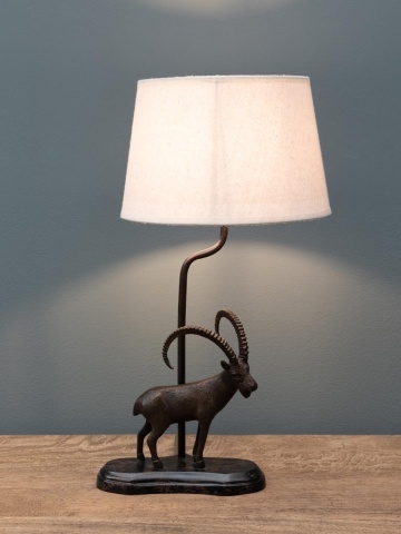 Lampa de masa, din alama, cu abajur din in, Ram - Img 3