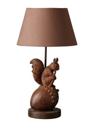 Lampa de masa, din polirasina, cu abajur din in, Squirrel