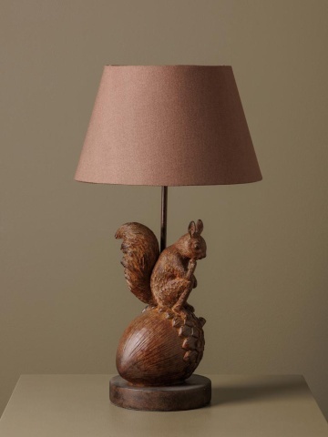 Lampa de masa, din polirasina, cu abajur din in, Squirrel - Img 2