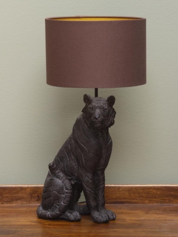 Lampa de masa, din rasina, cu abajur din textil, Black Tiger - Img 2