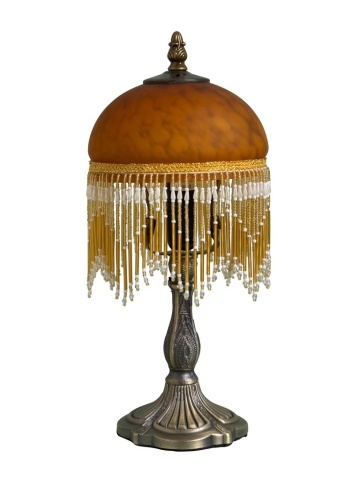 Lampa de masa din zinc , cu abajur din sticla , "Belle Epoque"