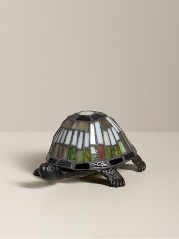 Lampa de masa in forma de broasca testoasa din metal, cu abajur din sticla vitrata , "Turtle" - Img 6