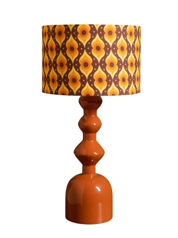Lampa de masa portocalie din metal , cu abajur din bumbac , "Groovy"