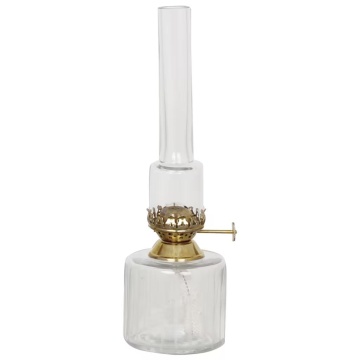 Lampă vintage cu petrol din sticlă și alamă, mică, Ø 8 x H 25 cm, „Straight Small"