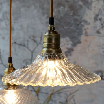 Lustra din sticla si alama, H14/D26cm, 40W - Img 2
