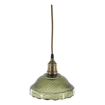 Lustra din sticla si alama, verde, H18/D21cm, 40W