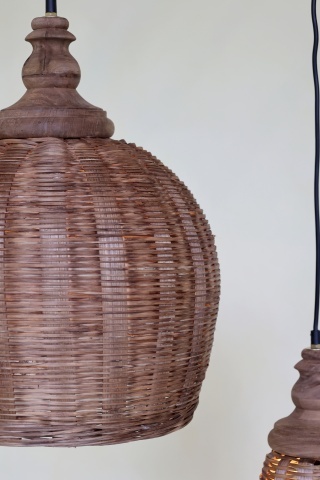 Lustra impletita manual din rattan si rachita, D34 cm - Img 7
