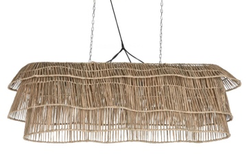Lustră suspendată boho modernă bej din fibre naturale, 135×40×50 cm, „Sevilla" - Img 6