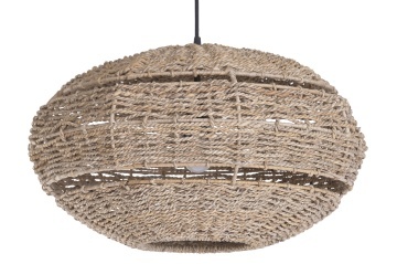 Lustră suspendată din fibre naturale și ratan împletit, natur, finisaj natural, 30 x 50 cm, „Brancion”