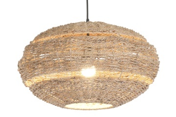 Lustră suspendată din fibre naturale și ratan împletit, natur, finisaj natural, 30 x 50 cm, „Brancion” - Img 2