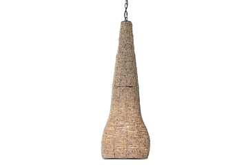 Lustră suspendată din lemn și metal, natur, cu sfere din lemn, 174,5 x 36,5 cm, „Clermont”