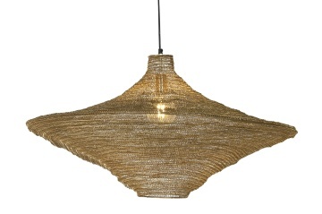 Lustră suspendată din metal, auriu, finisaj antichizat, 48 x 87 cm, „Damville” - Img 2
