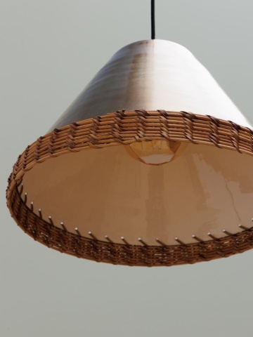 Lustra suspendată din metal și rattan, Ø41 cm, „Sabia” - Img 6