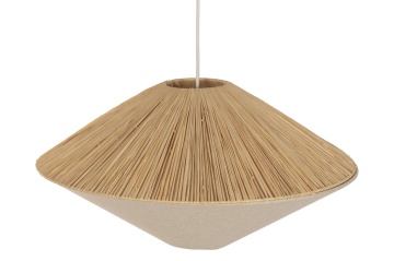 Lustră suspendată din rafie împletită, maro, finisaj natural, 115 x 58 cm, „Domme”