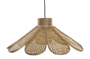 Lustră suspendată din ratan împletit, maro, formă plată, finisaj natural, 21 x 51 cm, „Omont”