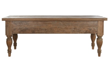 Masă consolă în stil etnic, din lemn de tec reciclat, natur, cu 4 sertare și picioare strunjite cu caneluri sculptate, 78 x 220 x 80 cm, „Grand Loft” - Img 3